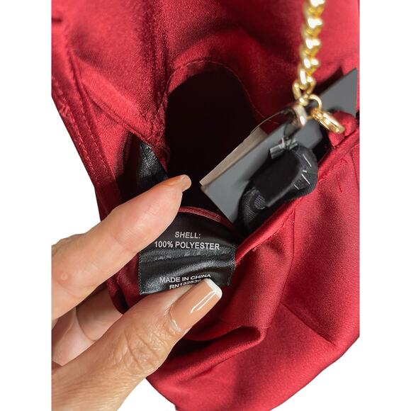 NBD Alessi Gown Satin Ruched Cowl Neck Chain Straps Side Slit Burgundy Size XS - Picture 10 of 13